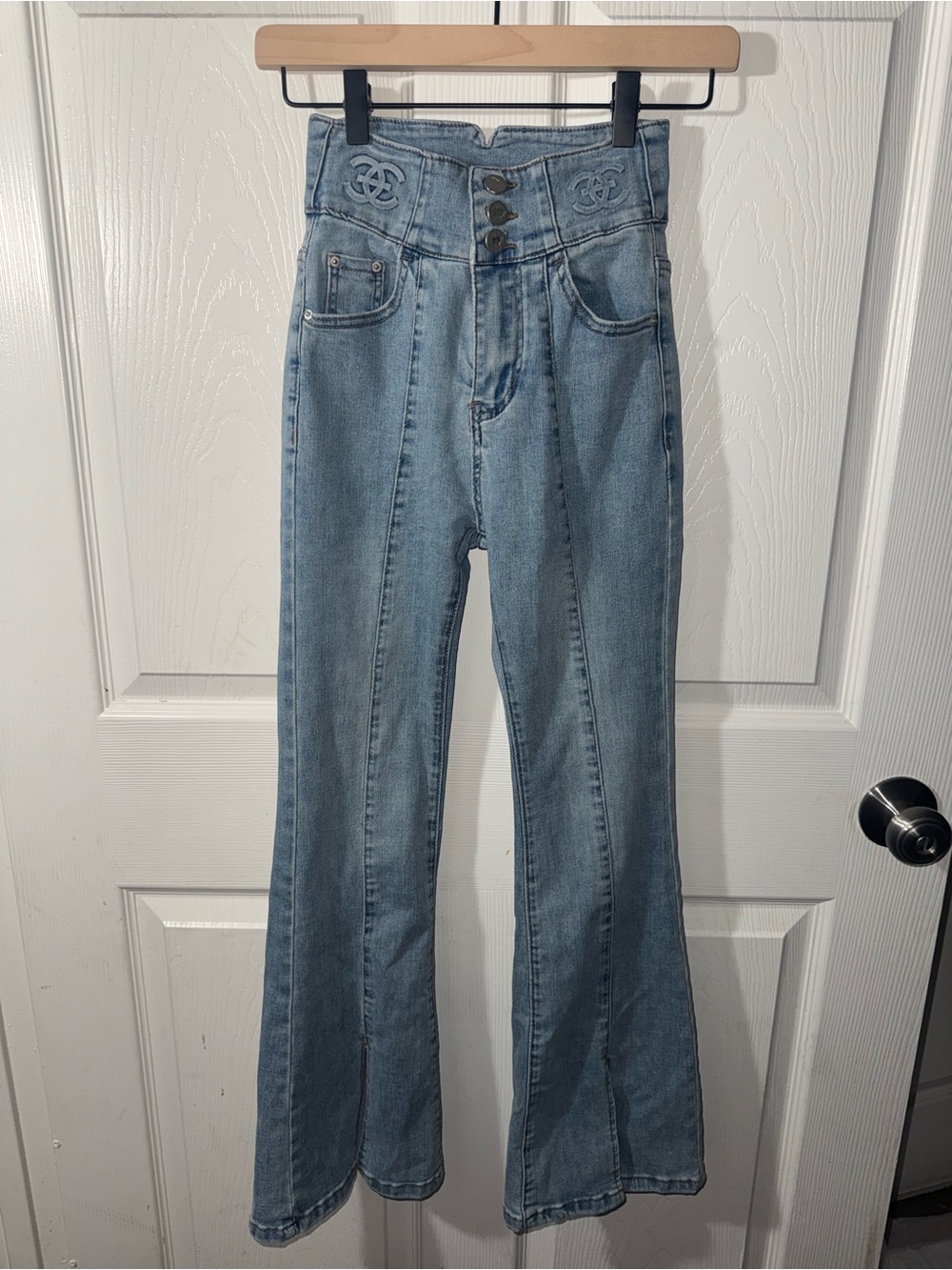 Y2K High Waist Flare Jeans Light Wash Wide Leg Denim Pants